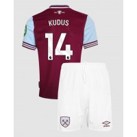 Camiseta West Ham United Mohammed Kudus #14 Primera Equipación Replica 2024-25 para niños mangas cortas (+ Pantalones cortos)